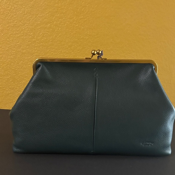 American Leather Co. Handbags - Chic Dark Green Leather Clutch